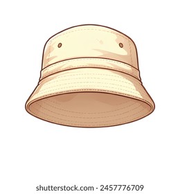 cream-colored bucket hat. Vector illustration