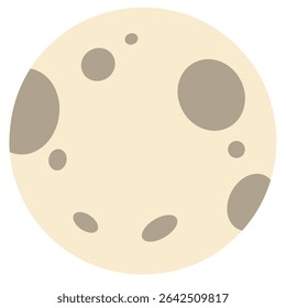 Cream-colored full moon icon with simple crater shapes. Clean, minimalist design perfect for night themes, astronomy apps, lunar event graphics, or celestial desktop and weather visuals.