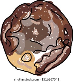 Crema donut, ilustración, vector sobre fondo blanco.