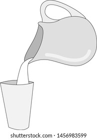 Creamer And Glass, Illustration, Vector On White Background.