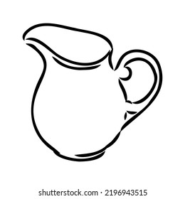 Creamer Jug Hand Drawn Vector Illustration Isolated On White Background