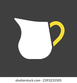 Creamer jug vector on dark background icon. Dairy product sign. Graph symbol for cooking web site and apps design, logo, app, UI