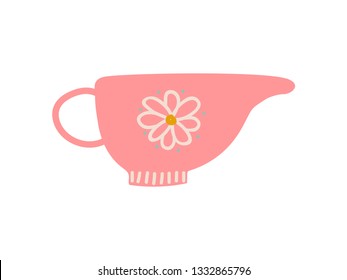 Creamer, Milk Jug, Cute Ceramic Crockery Vector Illustration