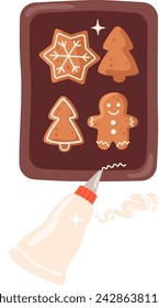 Creaming Cookies In Baking Form Vector Illustration