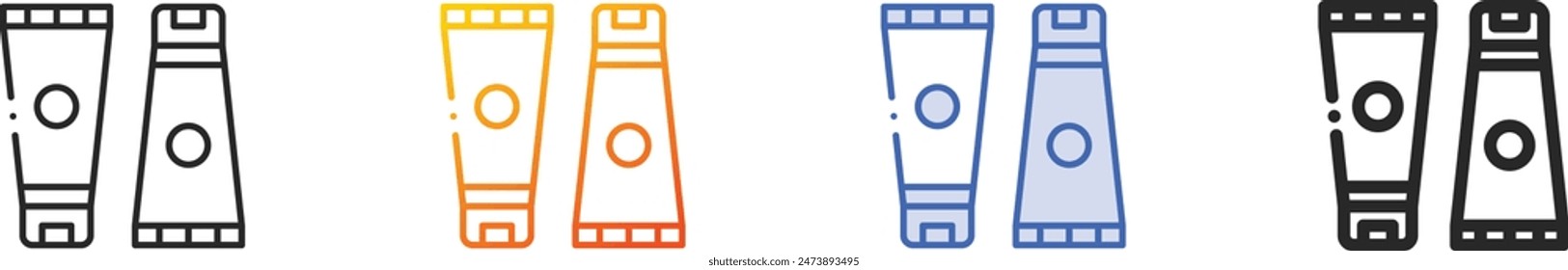 Cremes-Symbol.Dünne lineare, Verlaufs-, blaue Strich und fett Stil Design isoliert auf weißem Hintergrund