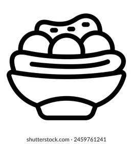 Creamy American flavored dessert icon outline vector. Banana split dish. Soft delicious cold food