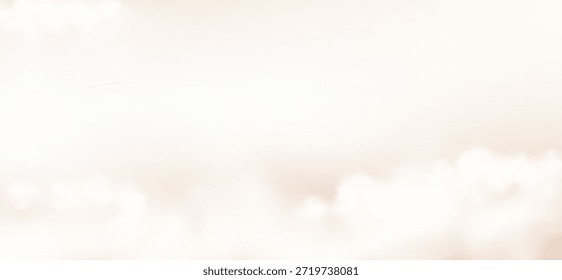 Creamy beige clouds simple background. Heaven mist sky backdrop. Nude neutral colors gradient with clouds. Vector illustration.
