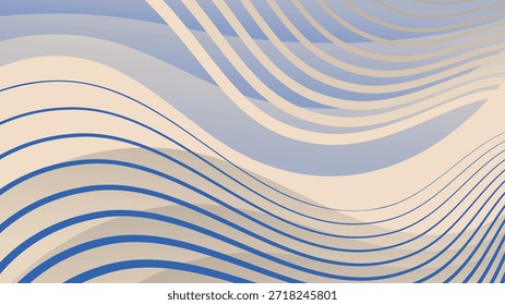 Fondo abstracto azul cremoso con líneas suaves. Una excelente ilustración para publicidad, carteles, postales, tarjetas de visita, atributos corporativos y sus otros proyectos. Vector.