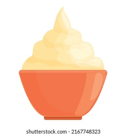 Creamy bowl icon cartoon vector. Yogurt cream. Fresh dessert