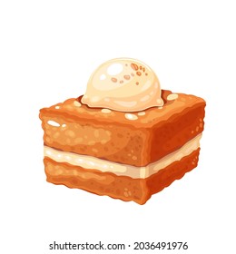 Creamy bread kadayif turkish dessert vector illustration.