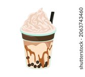 creamy bubble tea icon isolated