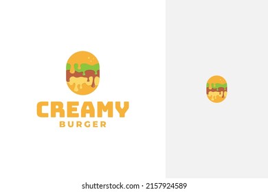 creamy burger logo design vector