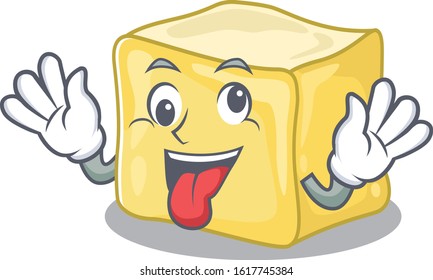 Creamy butter Cartoon character style with a crazy face