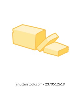 Creamy Butter icon colored line symbol. Margarine Pack Bar and slices element in trendy style. Yummy dairy milk fresh product. Vector Illustration. Design on white background. EPS10