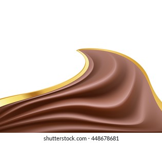 creamy chocolate abstract sweet food background with gold on white. vector