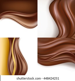 creamy chocolate on white background set. vector