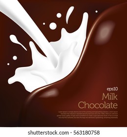 Creamy Chocolate Wave Melting With Milk Splash