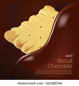 Creamy chocolate wave melting over biscuit