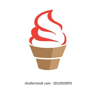 Creamy cupcake Kuchen for logo design illustration, muffin icon