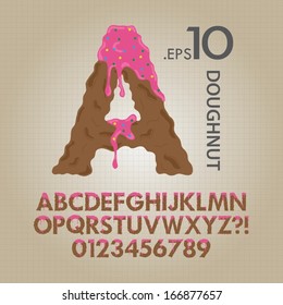Creamy Doughnut Alphabet and Numbers Vector