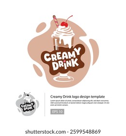 Creamy Drink logo template with a milkshake and a playful style.