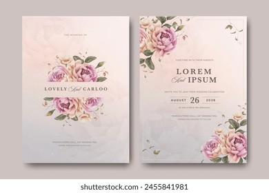 creamy floral wedding invitation card design