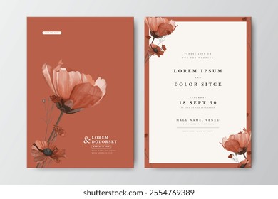 creamy floral wedding invitation card design