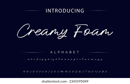 Creamy Foam calligraphy script. Vector alphabet.