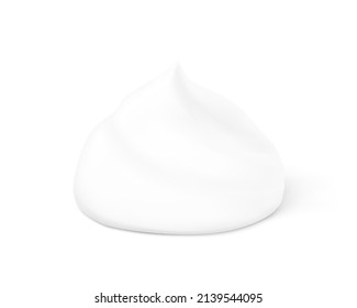 Creamy foam with realistic shadow. Vector illustration isolated on white background. Ready for use in your design. EPS10.