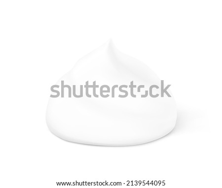 Creamy foam with realistic shadow. Vector illustration isolated on white background. Ready for use in your design. EPS10.