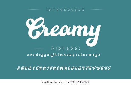 Creamy Font. Alphabet. Script. Typeface. Label .Vintage typeface. For labels and different type designs