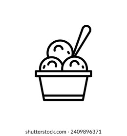 Creamy Gelato and Frozen Delight Line Icon. Ice Cream and Dessert Icon in Black and White Color.