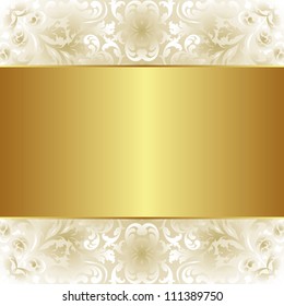 creamy and gold background with floral ornaments