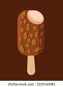 Creamy ice cream in chocolate with nuts on a stick is a delicious and perfect choice for hot weather. And also a great addition to an entertaining and sincere conversation. 