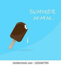 A creamy ice cream in chocolate on a stick is a summer theme.