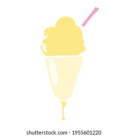 Creamy ice cream in the glass on white background
