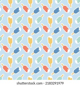 Creamy Ice Cream In Sweet Red Yellow Blue Glaze Seamless Pattern Background Design Decoration