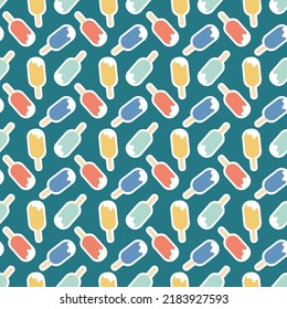 Creamy Ice Cream In Sweet Red Yellow Blue Glaze Seamless Pattern