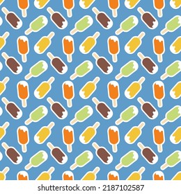 Creamy Ice Cream In Sweet Red Yellow Blue Glaze Seamless Pattern Background Design Decoration