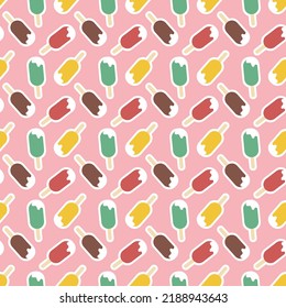 Creamy Ice Cream In Sweet Red Yellow Blue Glaze Seamless Pattern Background Design