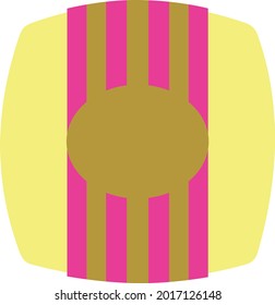 Creamy lemon yellow chocolate  candy with pink and gold striped wrapper and oval sticker. Layered confectionery SVG svg