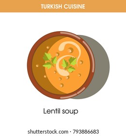 Sopa de lentilha cremosa na tigela da cozinha turca