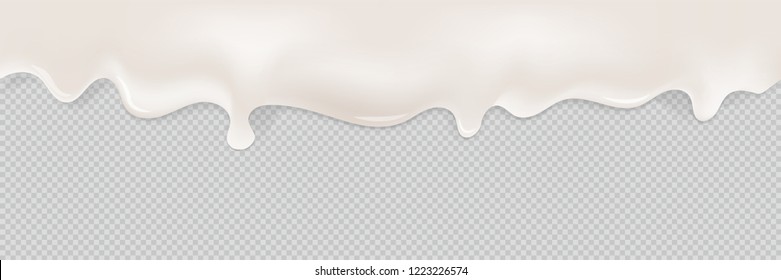 Creamy liquid realictic. Seamless pattern. Illustrations isolated on transparent background.