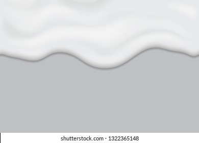 Creamy liquid texture, dripping yogurt cream horizontal seamless design, milk melting banner