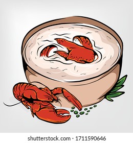 Creamy Lobster Bisque Bowl Vector 