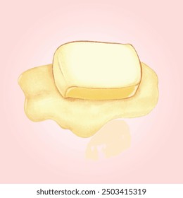 Creamy Melted Butter Against Pink Backdrop