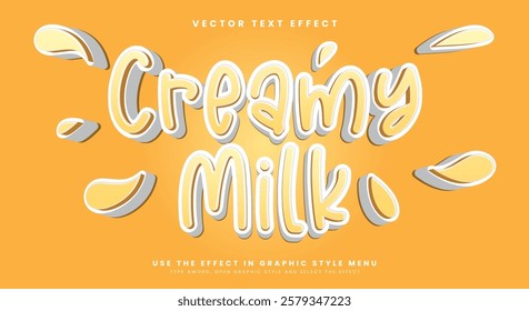 Creamy Milk 3d editable text effect Template Suitable for fresh theme