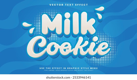 Creamy Milk Cookie 3d editable text effect Template Suitable for Dairy Food Products