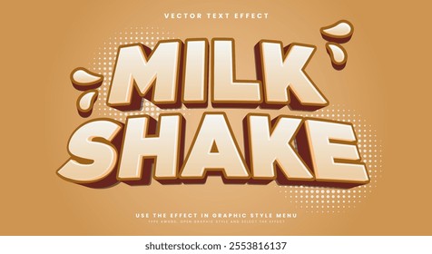 Creamy Milk Shake 3d editable text effect Template Suitable for Fresh food