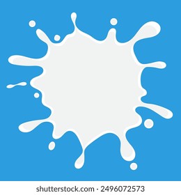 Creamy milk splash with drops on blue background vector illustration